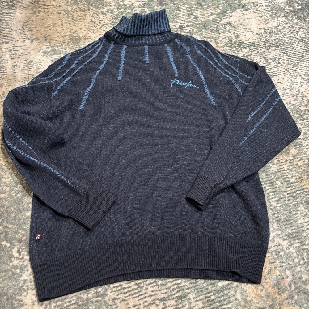 Vintage 90s‎ Phat Farm Embroidered Logo Turtle Neck Sweater 2XL Wool Blend EUC
